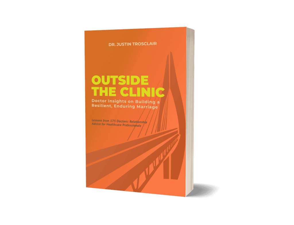Outside The Clinic book cover about marriage and relationships for doctors.